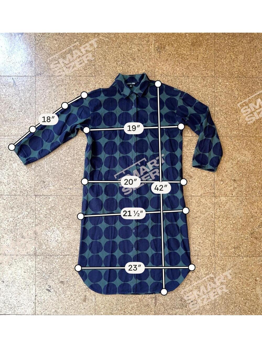 Marimekko Uniqlo Long Sleeve Flannel Shirt Dress Women’s XS Green/Black Circles - Picture 4 of 8